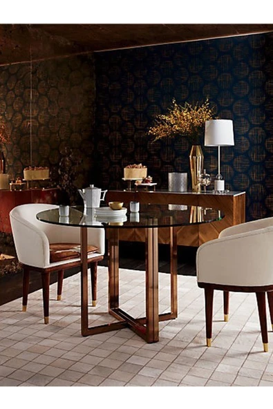 Hitit Dekorasyon Eva Metal Cam Yemek Masası - 5