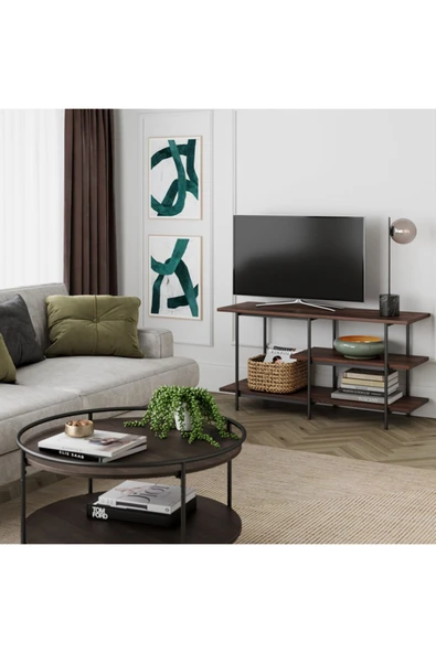 Hitit Dekorasyon Adler Siyah Metal Ahşap Tv Ünitesi - 2