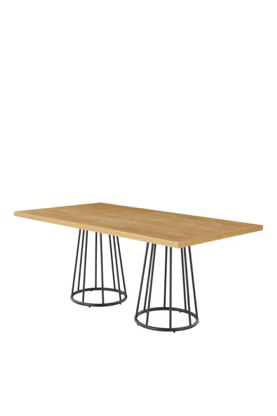 Hitit Dekorasyon Brun Siyah Metal Ahşap Yemek Masası - 3