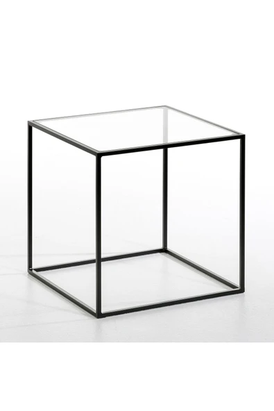 Hitit Dekorasyon Pe Siyah Metal Cam Yan Sehpa ürün görseli 1