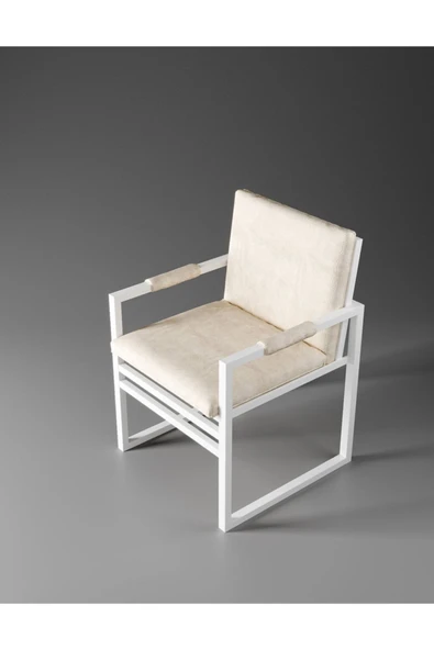 Hitit Dekorasyon Rier Beyaz Metal Sandalye - 4