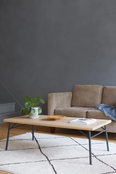 Hitit Dekorasyon Chesil Siyah Metal Ahşap Orta Sehpa - Resim 2