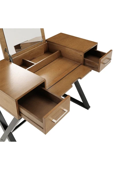 Hitit Dekorasyon Azure Siyah Metal Kahve Makyaj Masası & Tabure - 3