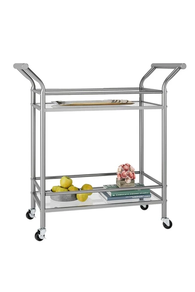 Hitit Dekorasyon Robin Gri Metal&cam Servis Arabası