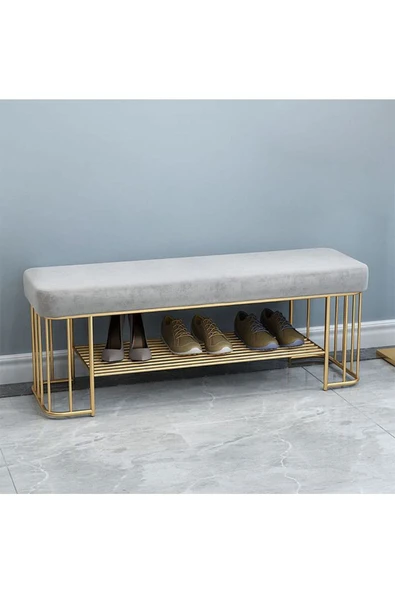 Hitit Dekorasyon Alexia Gold Metal Benç Ayakkabılık - 2
