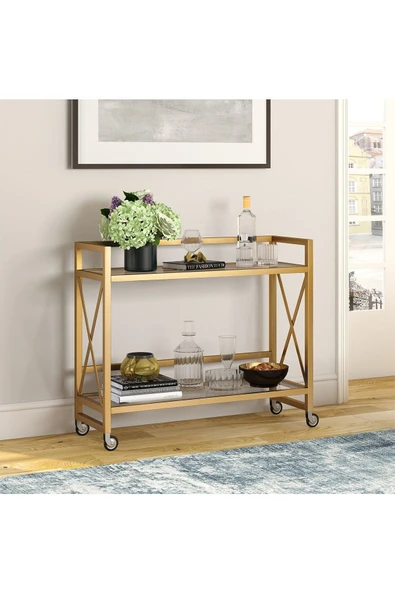 Hitit Dekorasyon Maya Gold Metal Servis Arabası - 2