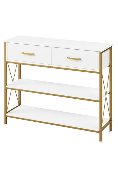 Hitit Dekorasyon Jennifer Gold Metal Beyaz Dresuar ürün görseli