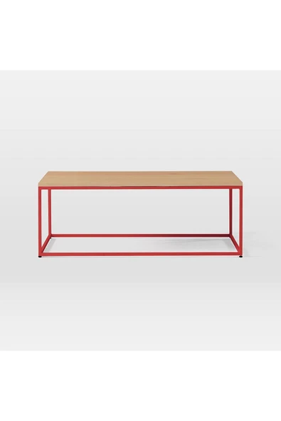 Hitit Dekorasyon Stream Metal Orta Sehpa Kırmızı Ayak Meşe - Resim 3