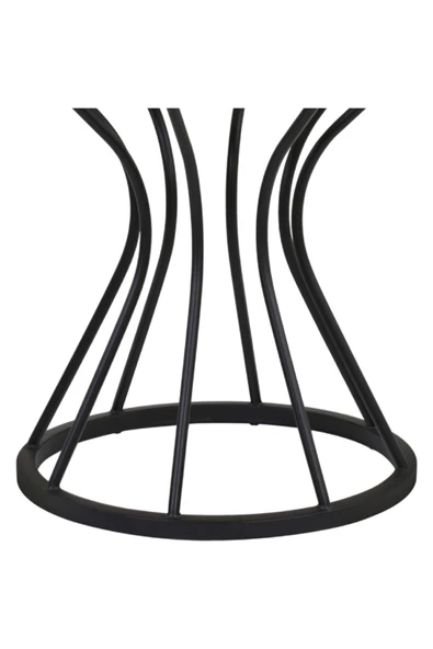 Hitit Dekorasyon Zuri Siyah Metal Cam Yuvarlak Yemek Masası - 3