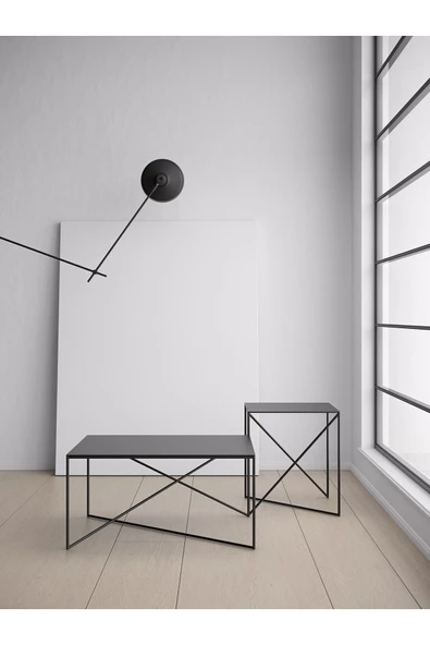 Hitit Dekorasyon Sat Siyah Metal Orta Sehpa - 3