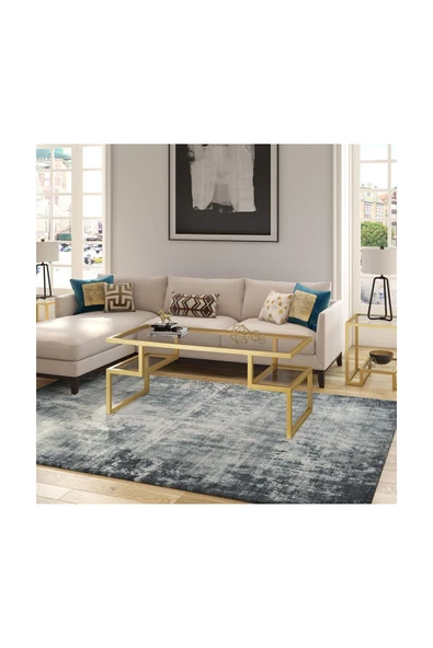 Hitit Dekorasyon Noo Gold Metal Cam Orta Sehpa - 4