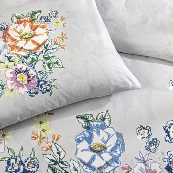 Taç Çift Kişilik Ranforce Nevresim Takımı Fiora Gri - 3