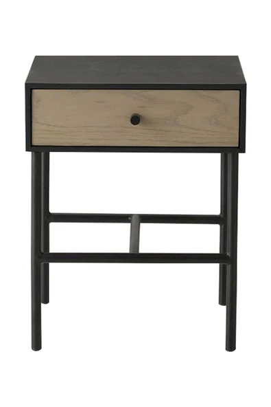 Hitit Dekorasyon Tia Siyah Metal&ahşap Yan Sehpa - Kahverengi ürün görseli 1