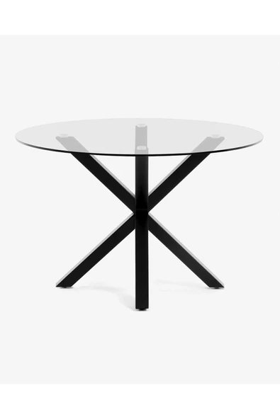 Hitit Dekorasyon Sleteos Yemek Masası Siyah Ayak Cam Tabla