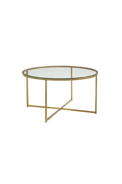 Hitit Dekorasyon Pret Gold Metal Cam Orta Sehpa - Resim 2