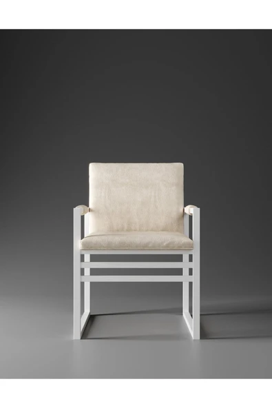 Hitit Dekorasyon Rier Beyaz Metal Sandalye - 2