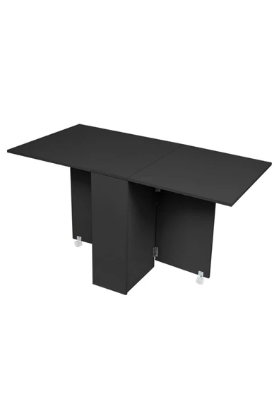 Hitit Dekorasyon Silvia Siyah Ahşap Katlanır Yemek Masası - 2