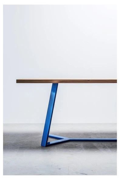 Hitit Dekorasyon Yasi Mavi Metal Masif Yemek Masası - 3