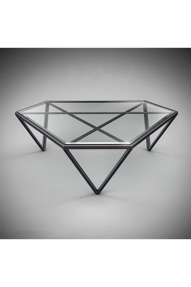 Hitit Dekorasyon Tri Siyah Metal Cam Orta Kahve Sehpası ürün görseli 1