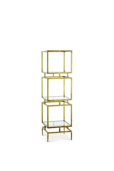 Hitit Dekorasyon Olope Gold Metal 3 Raflı Kitaplık Çiçeklik Gümüşlük Duvar Rafı - 2