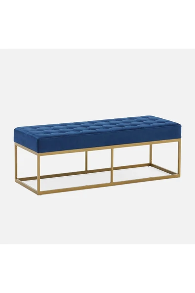 Hitit Dekorasyon Camron Gold Metal Bench Mavi