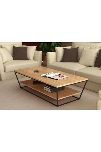 Hitit Dekorasyon Fiore Siyah Metal Ahşap Orta Sehpa ürün görseli 1