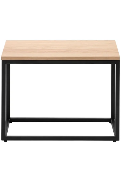 Hitit Dekorasyon Alix Siyah Metal Ahşap İkili Yan Sehpa - 4