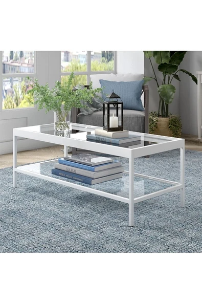 Hitit Dekorasyon Beatrice Beyaz Metal Orta Sehpa - Resim 5
