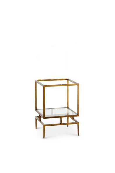 Hitit Dekorasyon Olope Pirinç Eskitme Metal Kitaplık Çiçeklik Gümüşlük Duvar Rafı Yan Sehpa - Resim 2