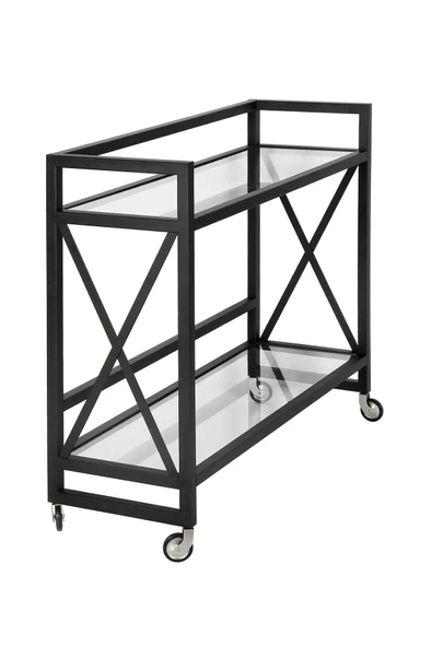 Hitit Dekorasyon Maya Siyah Metal Servis Arabası - 6