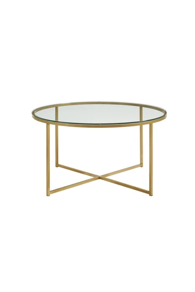 Hitit Dekorasyon Pret Gold Metal Cam Orta Sehpa - Resim 3