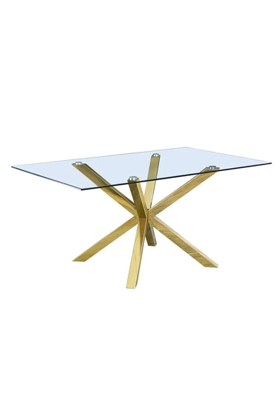 Hitit Dekorasyon Erika Gold Metal & Cam Dikdörtgen Yemek Masası - 3