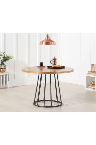 Hitit Dekorasyon Strig Siyah Metal Ahşap Yemek Masası - 2