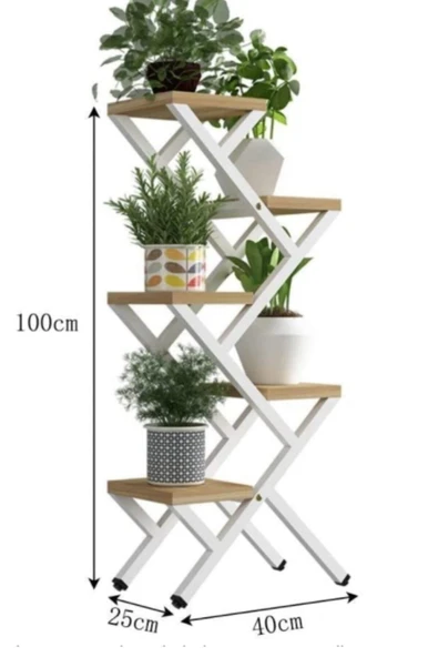 Hitit Dekorasyon Rio Metal Ahşap Saksılık Çiçeklik - 2