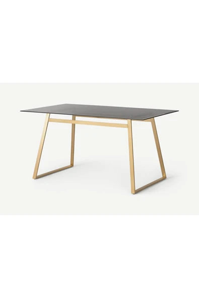 Hitit Dekorasyon Haku Gold Metal Cam Yemek Masası