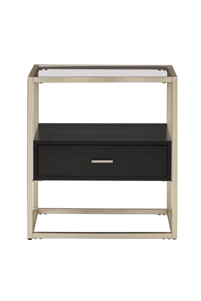 Hitit Dekorasyon Faye Gold Metal Ahşap&cam Yan Sehpa ürün görseli 1