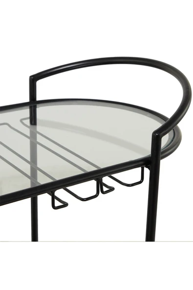 Hitit Dekorasyon Sonora Siyah Metal&cam Servis Arabası - 3