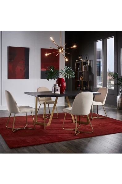 Hitit Dekorasyon Moniq Gold Metal Yemek Masası - 2