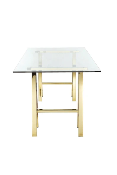 Hitit Dekorasyon Arlo Gold Metal Cam Yemek Masası - 4