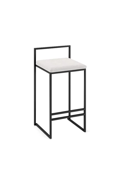 Hitit Dekorasyon Elina Siyah Metal Beyaz Bar Sandalyesi