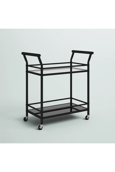Hitit Dekorasyon Robin Siyah Metal&cam Servis Arabası - 3