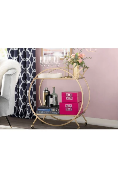 Hitit Dekorasyon Dorka Gold Metal Servis Arabası - 5