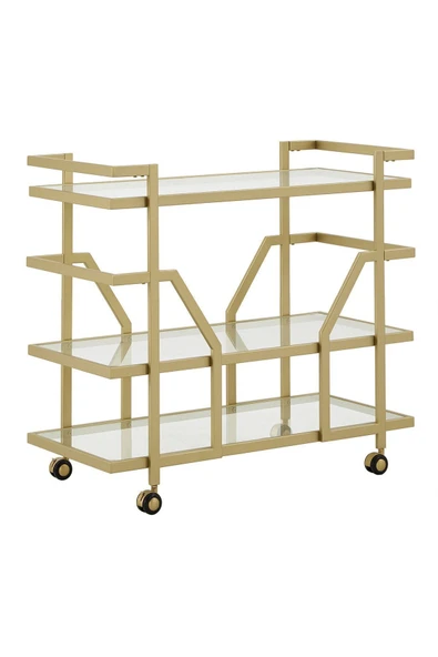 Hitit Dekorasyon Paisley Gold Metal&cam Servis Arabası - 2