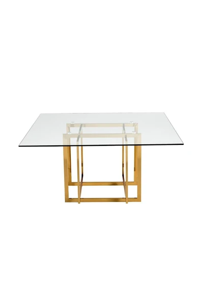 Hitit Dekorasyon Scarlet Gold Metal & Cam Kare Yemek Masası - 2