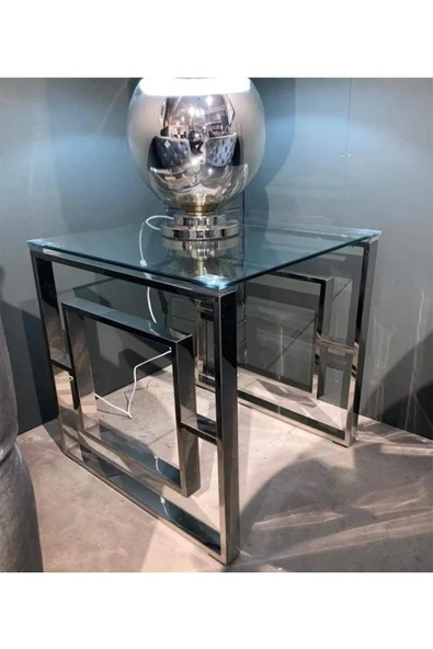 Hitit Dekorasyon Laura Paslanmaz Metal Yan Sehpa ürün görseli 1