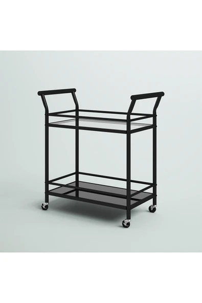 Hitit Dekorasyon Robin Siyah Metal&cam Servis Arabası - 4