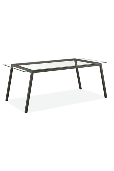 Hitit Dekorasyon Zroft Siyah Metal Cam Yemek Masası