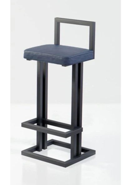 Hitit Dekorasyon Line Siyah Metal Bar Sandalyesi Mavi