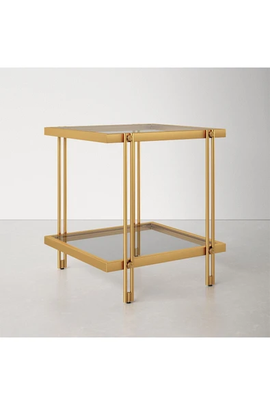 Hitit Dekorasyon Dolores Gold Metal Yan Sehpa - Resim 2