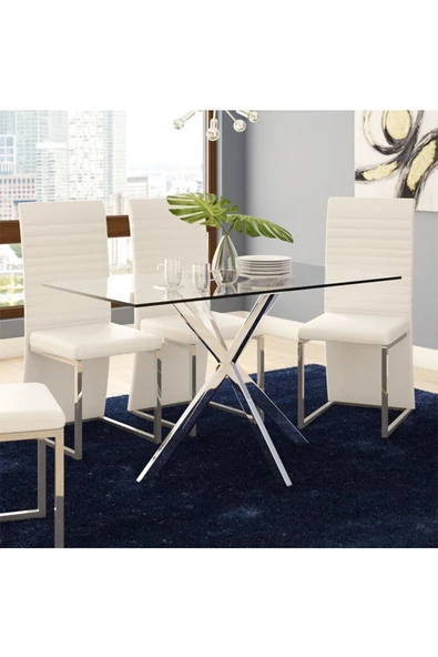 Hitit Dekorasyon Zalika Paslanmaz Metal Yemek Masası - 3